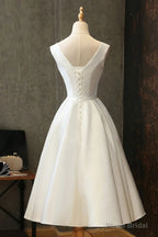 Prom Dresses, Satin V Neck Short Prom Dress, Bridesmaid Dress
