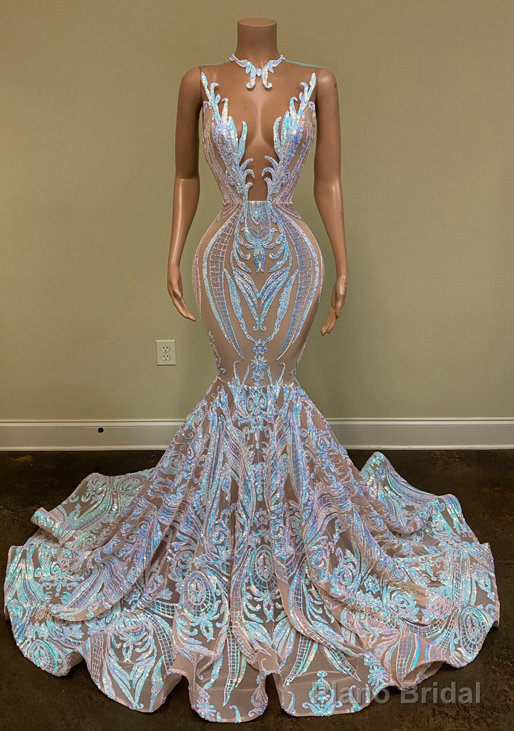 Long Sparkly Prom Dresses Sheer O-neck Sleeveless Real Picture African Black Girls Mermaid Prom Gowns Main image