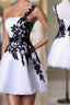 Hot Sales Vintage Black Lace White Organza Short One Shoulder Belt Custom Made Hd021 Formal Prom Dresses