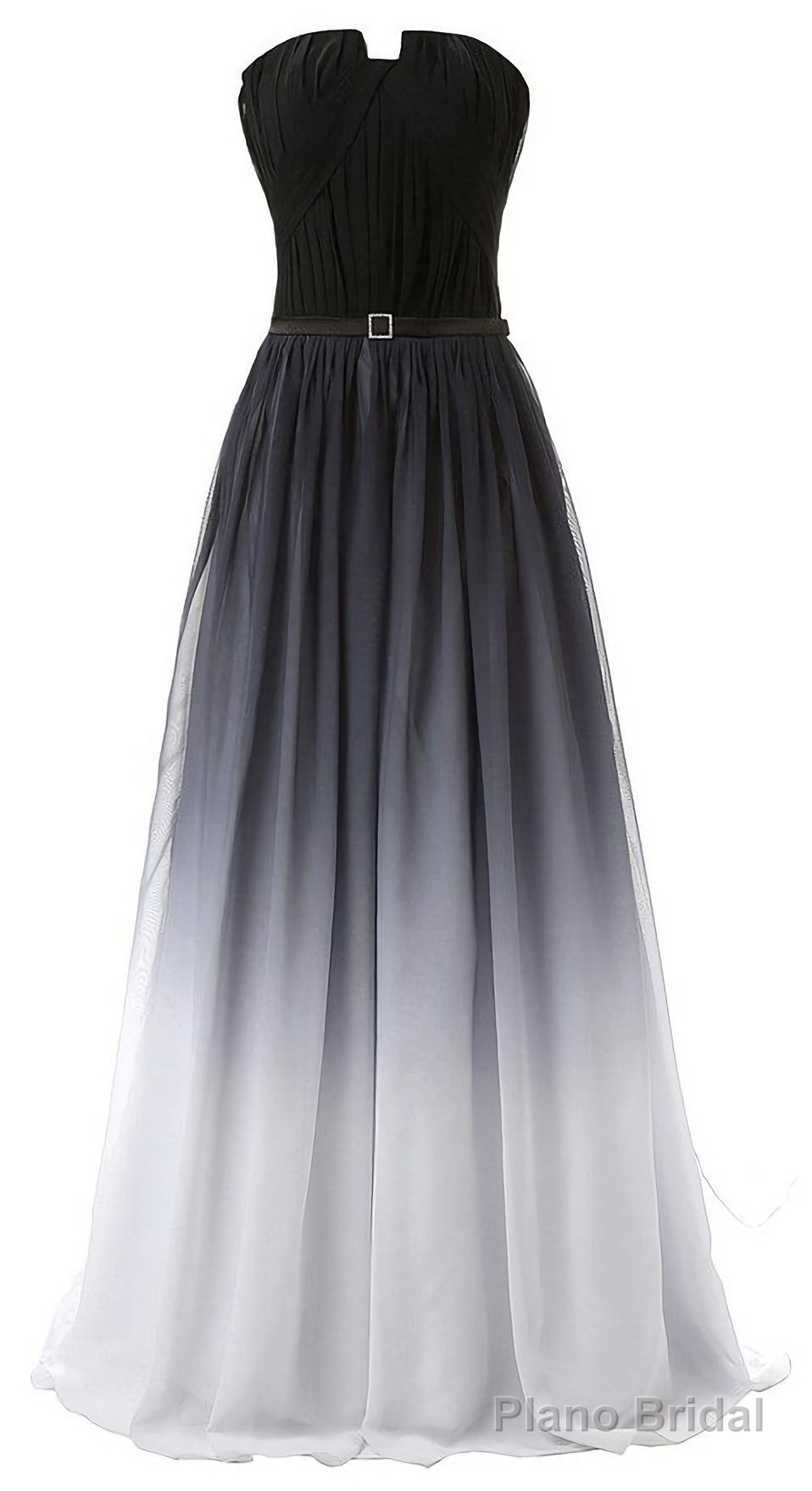 Navy Blue Ombre Gradient Chiffon Long Black Belt Ombre Black Gradient Custom Made Women Prom Dresses Main image