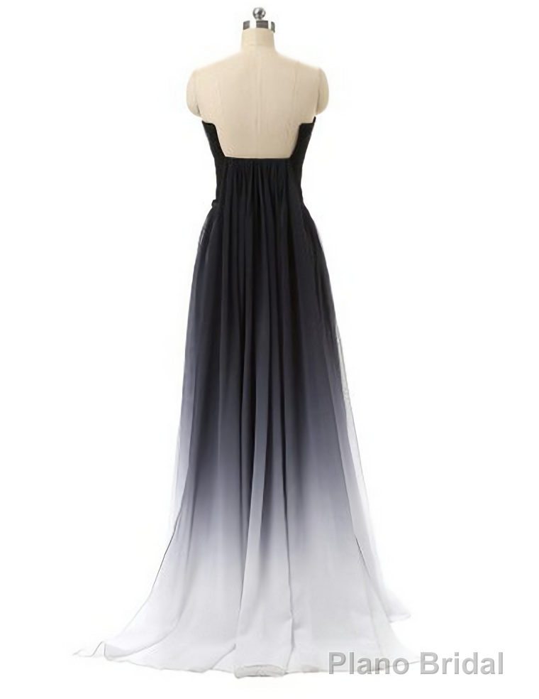 Navy Blue Ombre Gradient Chiffon Long Black Belt Ombre Black Gradient Custom Made Women Prom Dresses Secondary image