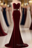 Sweetheart Simple Long Mermaid Burgundy Elegant Modest Formal Prom Dresses
