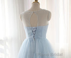 Simple Light Blue Short Tulle Cheap Elegant Charming Homecoming Dresses