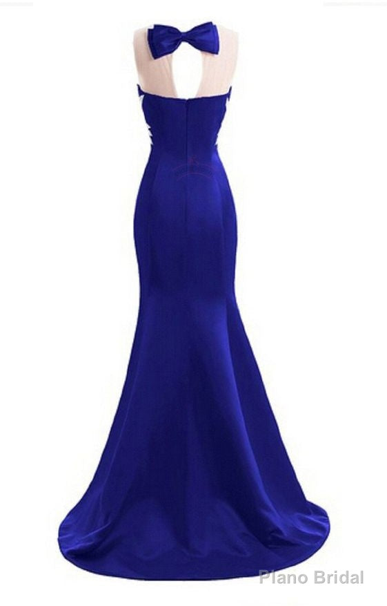 sparkly crystal prom dresses mermaid backless sleeveless long royal blue prom dresses Main image