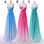 Pretty Pink Sweetheart Long Gradient Chiffon Elegant Formal Prom Dresses