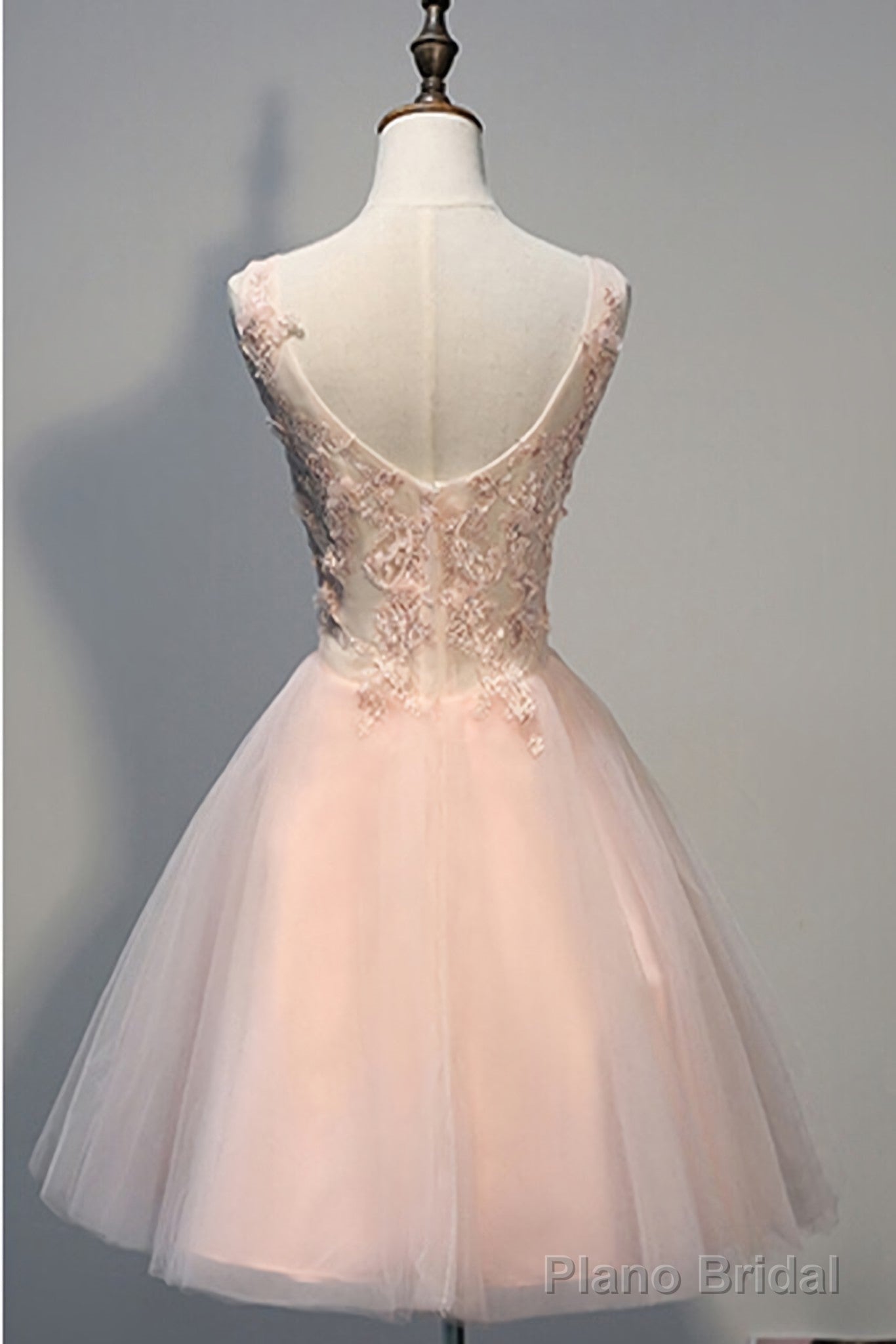Blush Pink V Neck Applique Short 2025 Homecoming Dresses