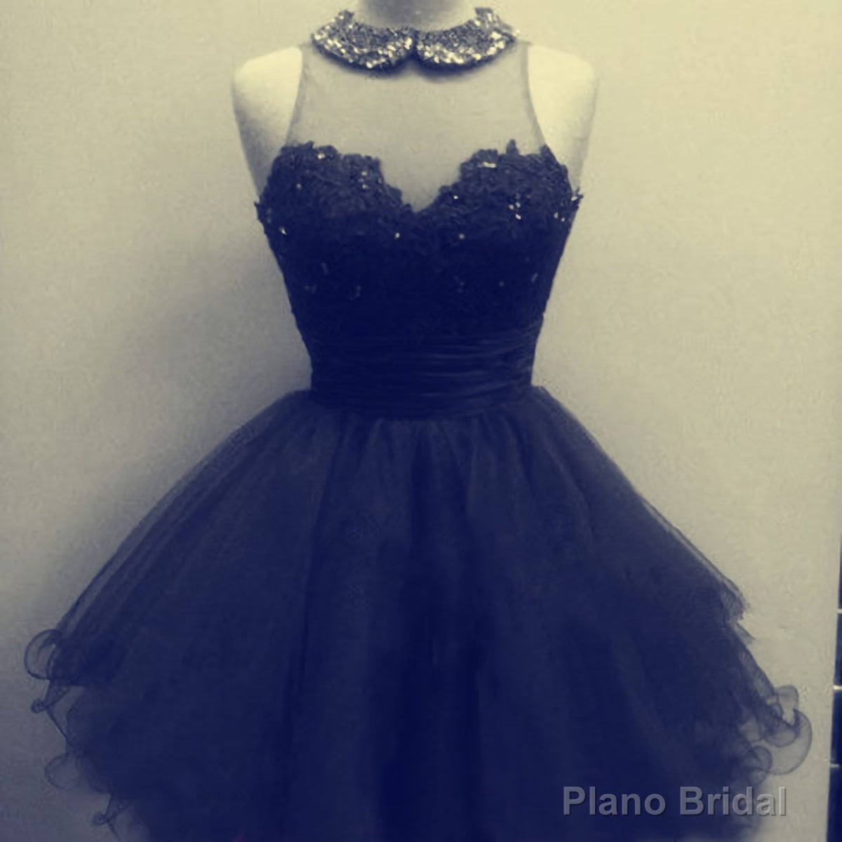 High-Neck Tulle Black junior custom cute lovely popular 2025 Homecoming Dresses Main image