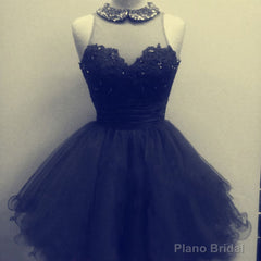 High-Neck Tulle Black junior custom cute lovely popular 2025 Homecoming Dresses
