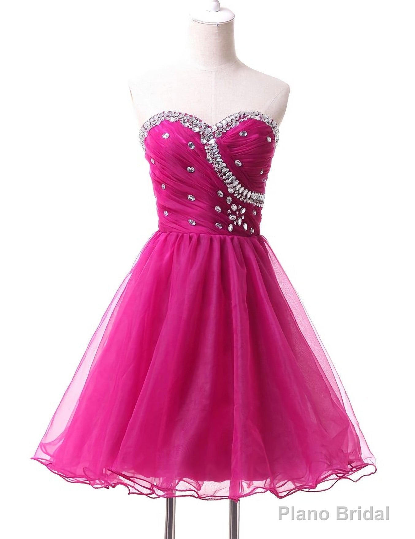 Hot Pink Cute Tulle Short Homecoming Dresses Main image