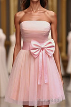 Strapless A Line 2023 Simple Cheap Short Formal Prom Dresses