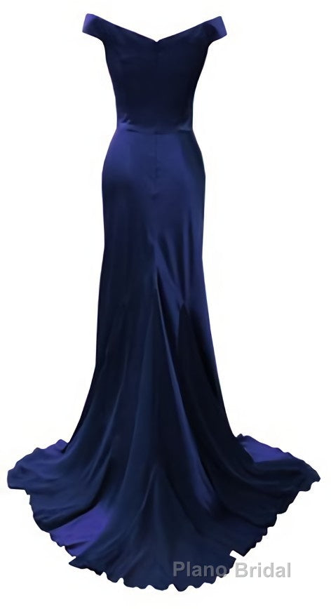 red mermaid off shoulder navy blue Formal Prom Dresses mermaid satin backless charming formal evening gowns 2024 party Dresses