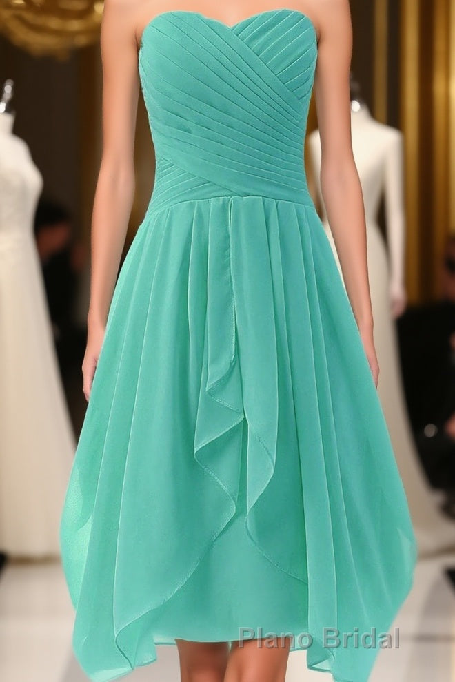 Mint A Line Sweetheart Ruffles Short Front High Low Cheap Short Formal Prom Dresses Main image