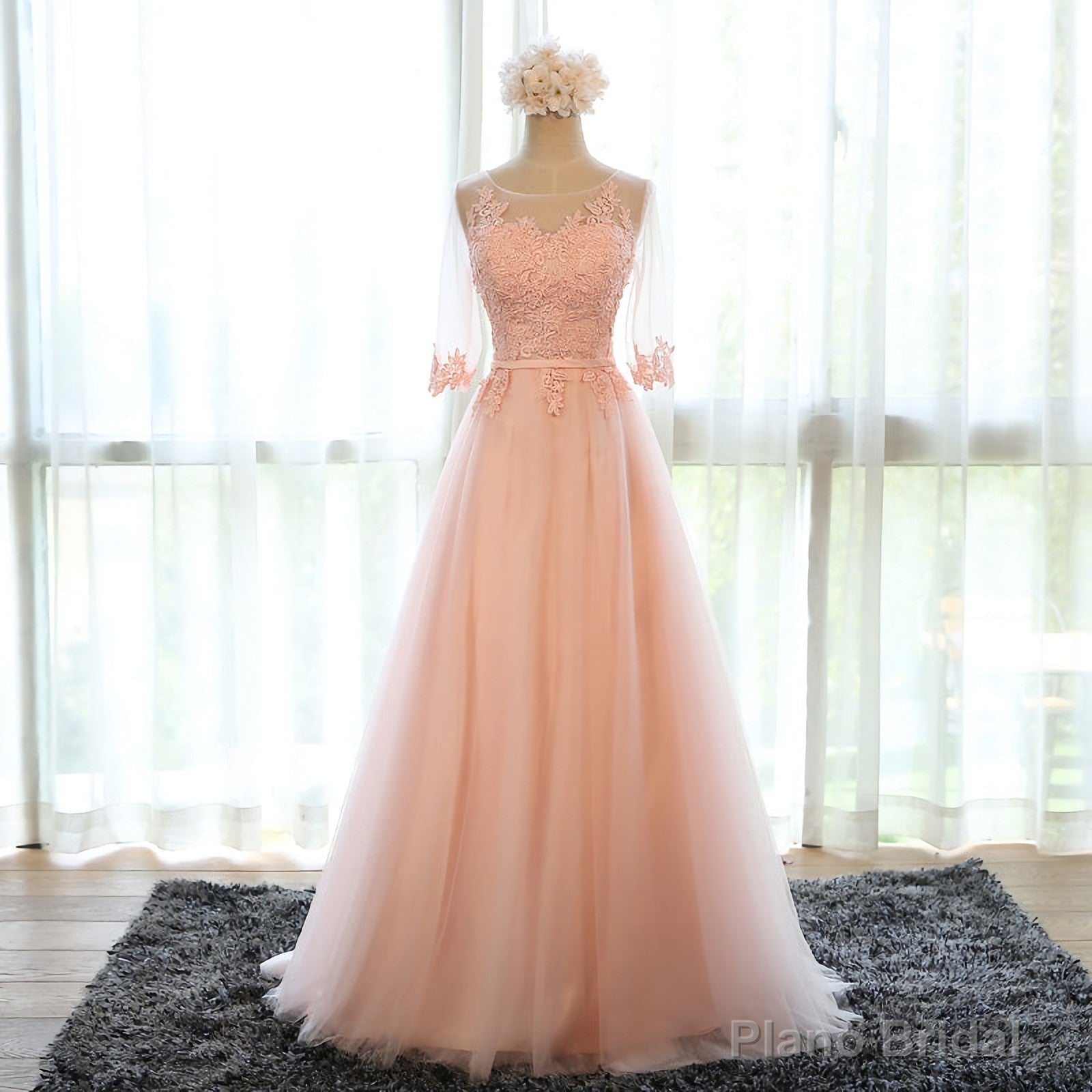 pink chiffon long womens long Evening Dresses Secondary image