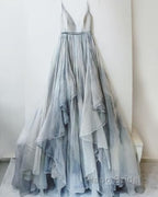 Spaghetti Straps V Neck Long Senior Women Formal Prom Dresses