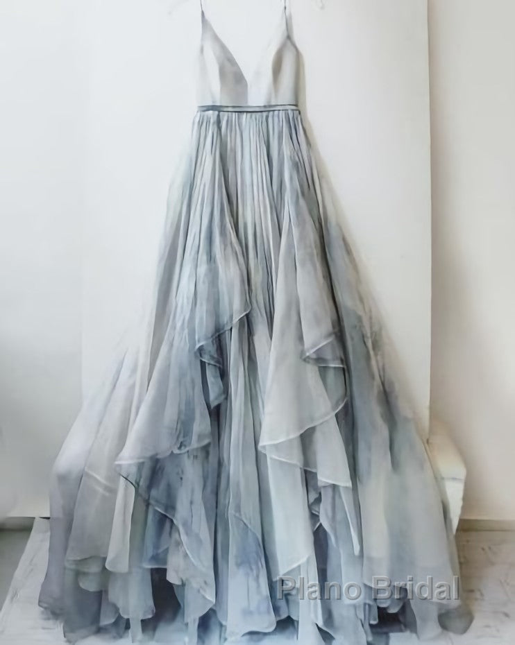 Spaghetti Straps V Neck Long Senior Women Formal Prom Dresses