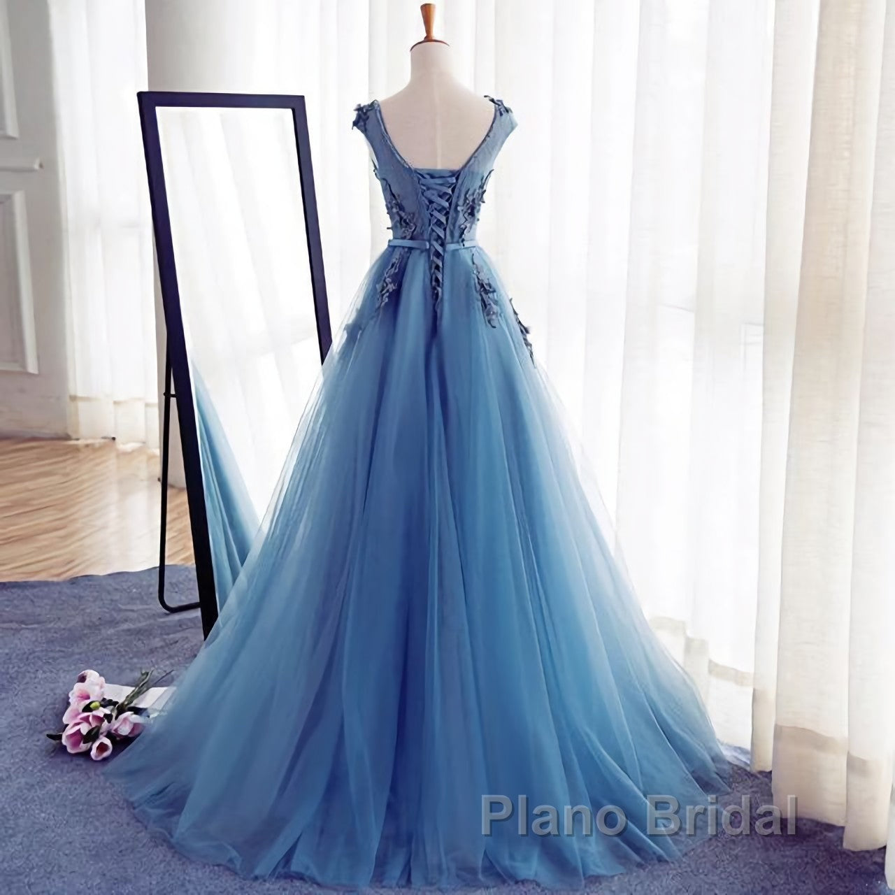 A Line Flowers Long Charming Women Formal Prom Dresses Secondary image