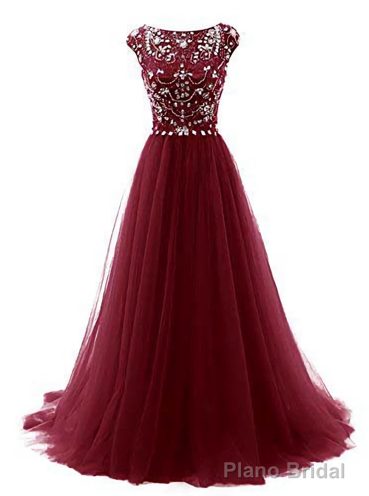 Burgundy Wine Red Beading Long Sexy Prom Dresses Main image