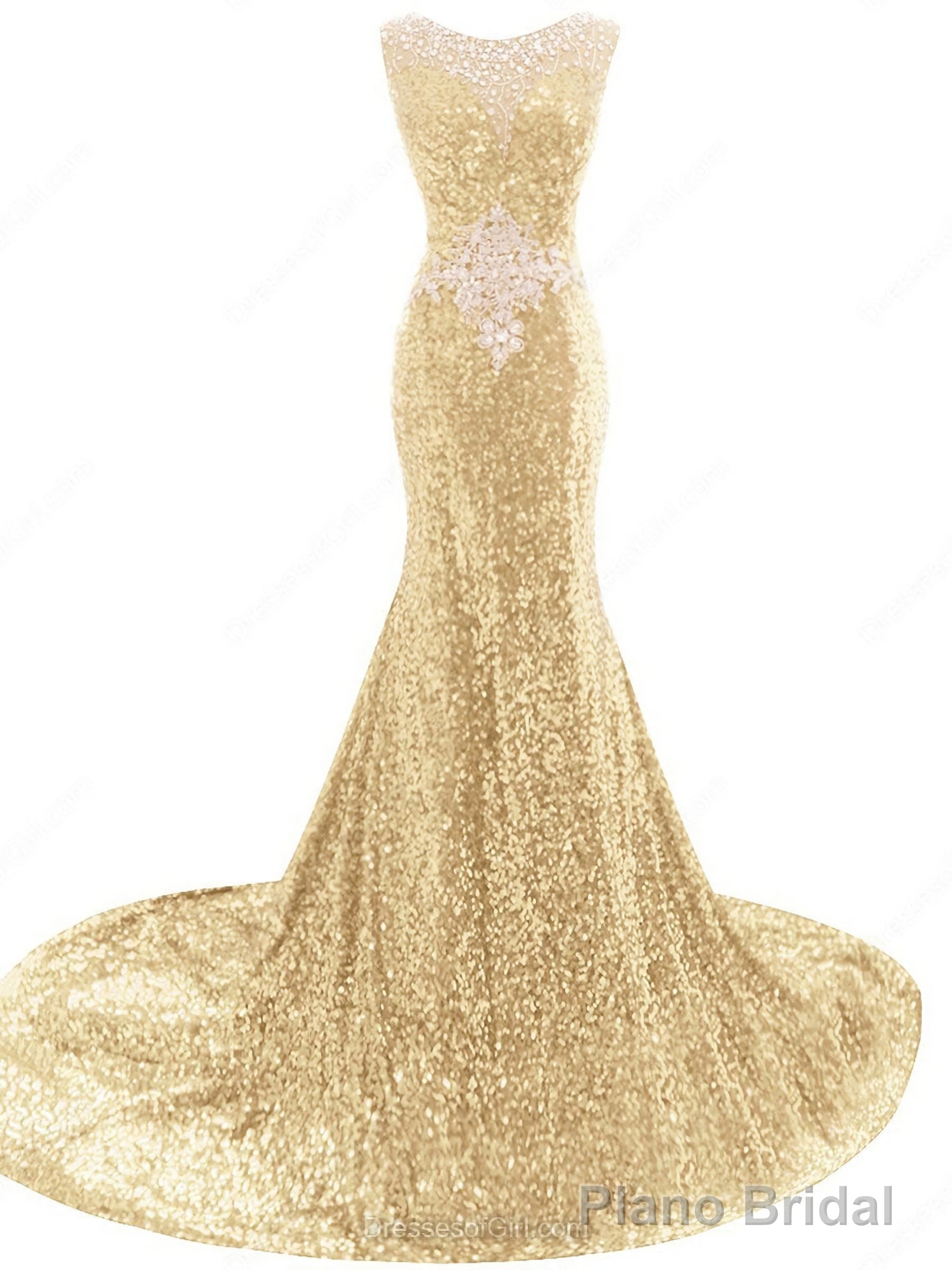 Sequins Court Train Crystal Detailing Trumpet Mermaid Sexy Beading Prom Dresses Main image