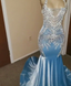 Formal Prom Dresses Light Sky Blue Appliques Formal Evening Party Gowns