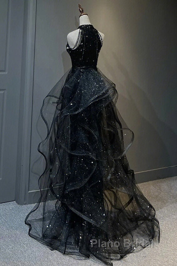 Formal Prom Dresses Sparkle & Shine Dresses Wedding Partysleeveless Halter Wednesday Addams Family Sequined With Crystals Sequin Ruffles Secondary image