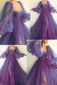 Purple Elegant Tulle Long Formal Prom Dresses Formal Evening Gown Party Dresses