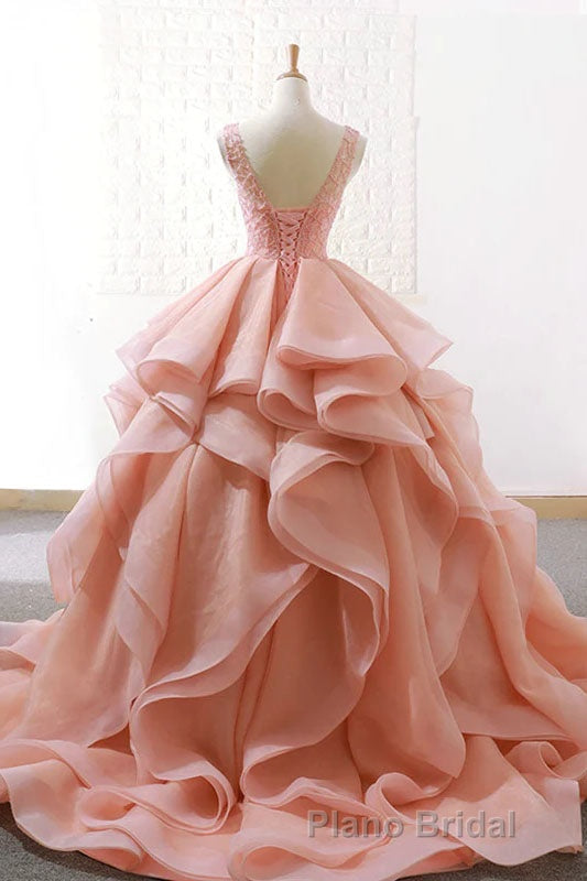 Puffy Tulle Long Formal Prom Dresses with Beading, A Line Sleeveless Party Gown Secondary image