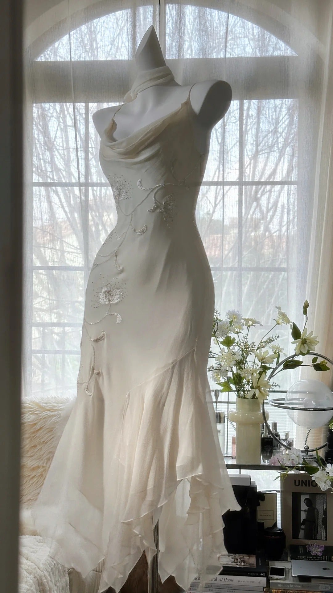 Pure And Elegant Chiffon Strap Beaded Mermaid Formal Prom Dresses