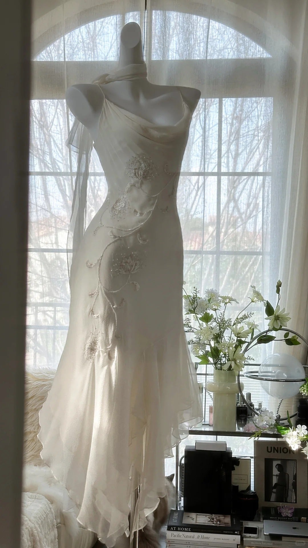 Pure And Elegant Chiffon Strap Beaded Mermaid Formal Prom Dresses