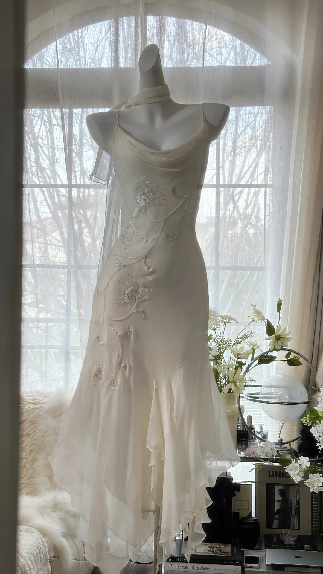 Pure And Elegant Chiffon Strap Beaded Mermaid Formal Prom Dresses