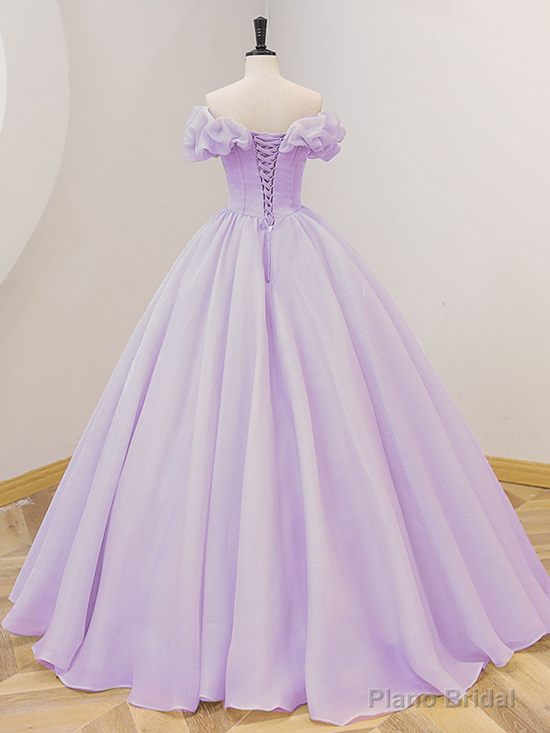 Purple A-Line Off Shoulder Long Prom Dresses, Purple Sweet 16 Dress