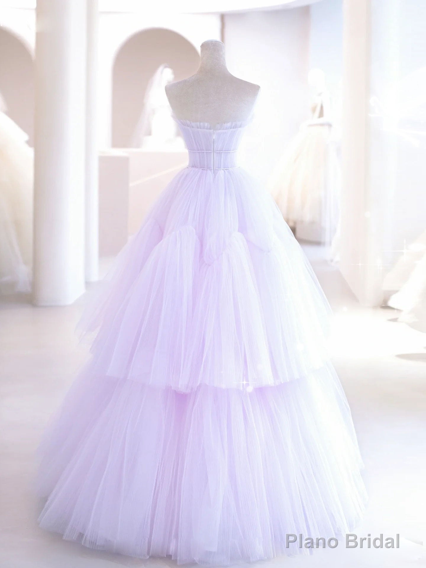 Purple A line Tulle Long Prom Dresses, Purple Evening Graduation Dresses Secondary image