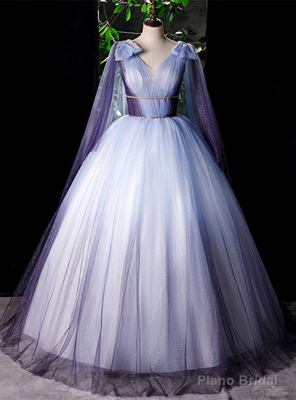 Purple Ball Gown Tulle V-neck Beading Quinceanera Dress Main image