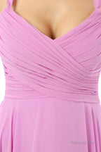 Purple Chiffon Halter Backless With Pleats Bridesmaid Dresses