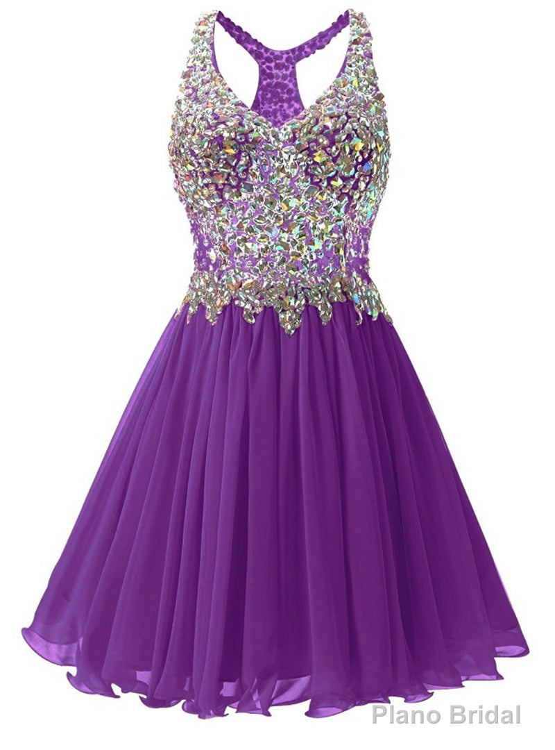 Purple Chiffon V-neck Homecoming Dress