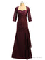 Purple Mermaid 3/4 Sleeves Chiffon Lace Mother Of The Bride Dresses