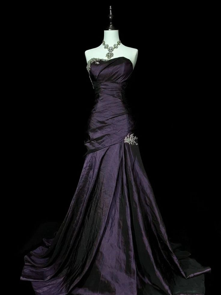 Purple Mermaid Sweetheart Long Formal Evening Dresses Strapless Formal Prom Dresses Main image