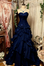 Purple Pink Blue Gradient Fashion Retro Elegant Delicate Floral Beads Sweet Elegant Long Tulle Floor Length Ball Gown Formal Evening Gown