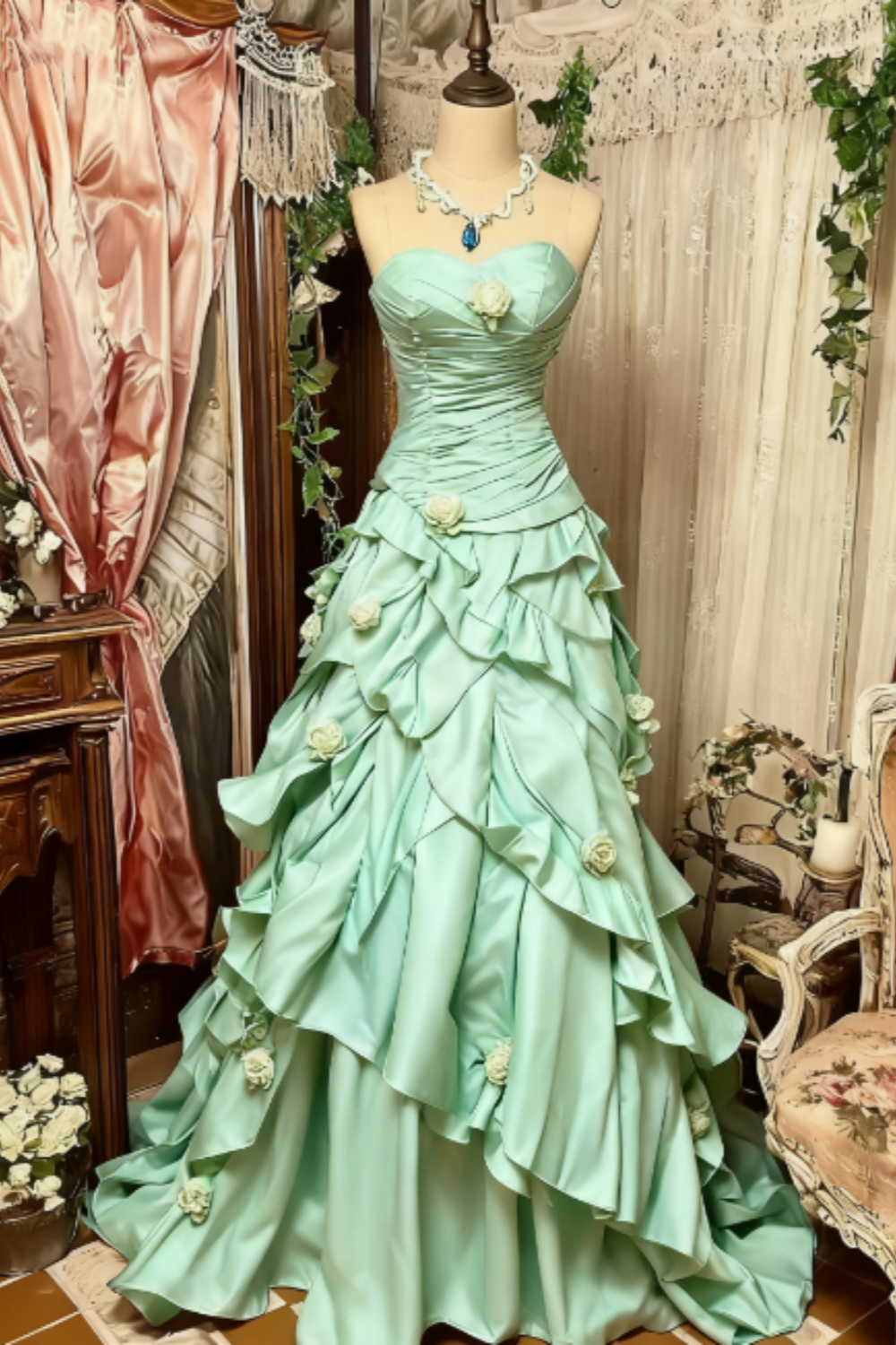 Purple Pink Blue Gradient Fashion Retro Elegant Delicate Floral Beads Sweet Elegant Long Tulle Floor Length Ball Gown Formal Evening Gown