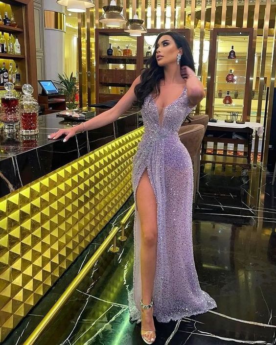Purple Formal Prom Gown,Long Sequin Formal Prom Dresses, Formal Prom Party Dresses