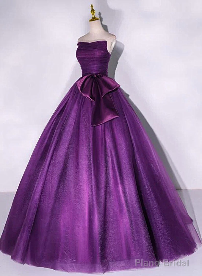 Purple Scoop Tulle Ball Gown Formal Dresses, Purple Sweet 16 Dresses Secondary image