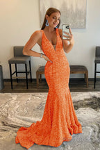 Purple Sequins Prom Dress