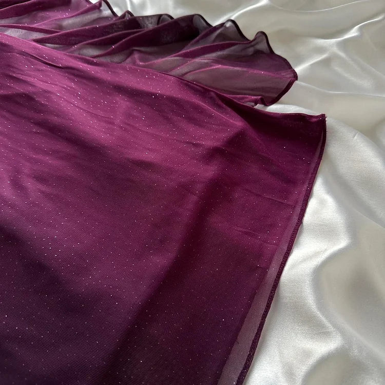 Purple Shiny Elegant Fashion Gradient Strap Long Tulle Ball Gown Formal Evening Dresses