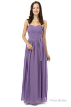 Purple Sleeveless Chiffon Long With Lace Up Bridesmaid Dresses