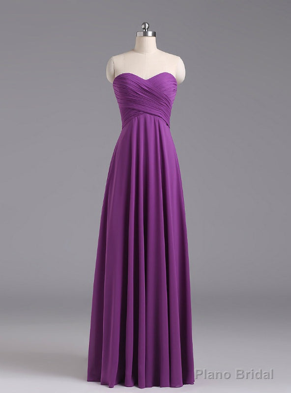 Purple Sweetheart Chiffon Floor Length Bridesmaid Dress Main image