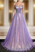 Purple Sweetheart Neck Long Formal Prom Dresses Purple Formal Party Dresses