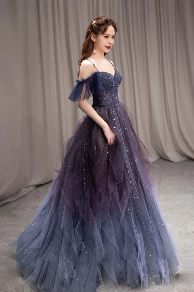 PURPLE SWEETHEART NECK TULLE LONG Formal Prom Dresses PURPLE FORMAL Dresses Secondary image