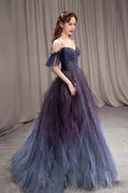 PURPLE SWEETHEART NECK TULLE LONG Formal Prom Dresses PURPLE FORMAL Dresses