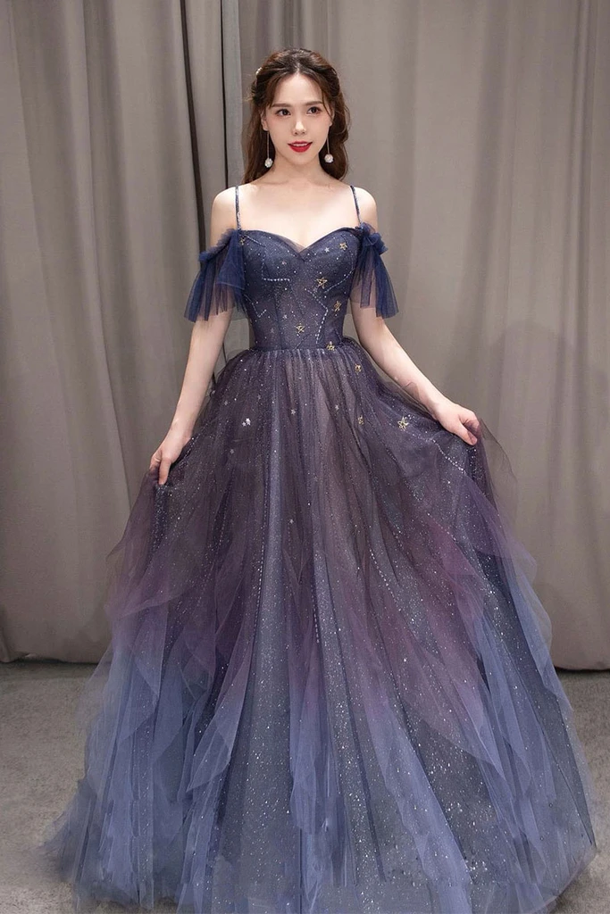 PURPLE SWEETHEART NECK TULLE LONG Formal Prom Dresses PURPLE FORMAL Dresses Main image
