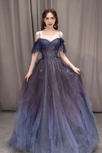 PURPLE SWEETHEART NECK TULLE LONG Formal Prom Dresses PURPLE FORMAL Dresses