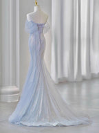 Purple’Ã?Sweetheart Sequin Mermaid Gown-Fairytale Beaded Tulle Train Long Formal Prom Dresses For Events